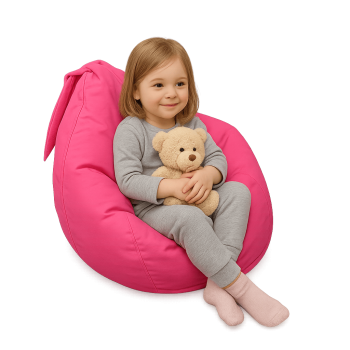 Pink bunny chair with girl